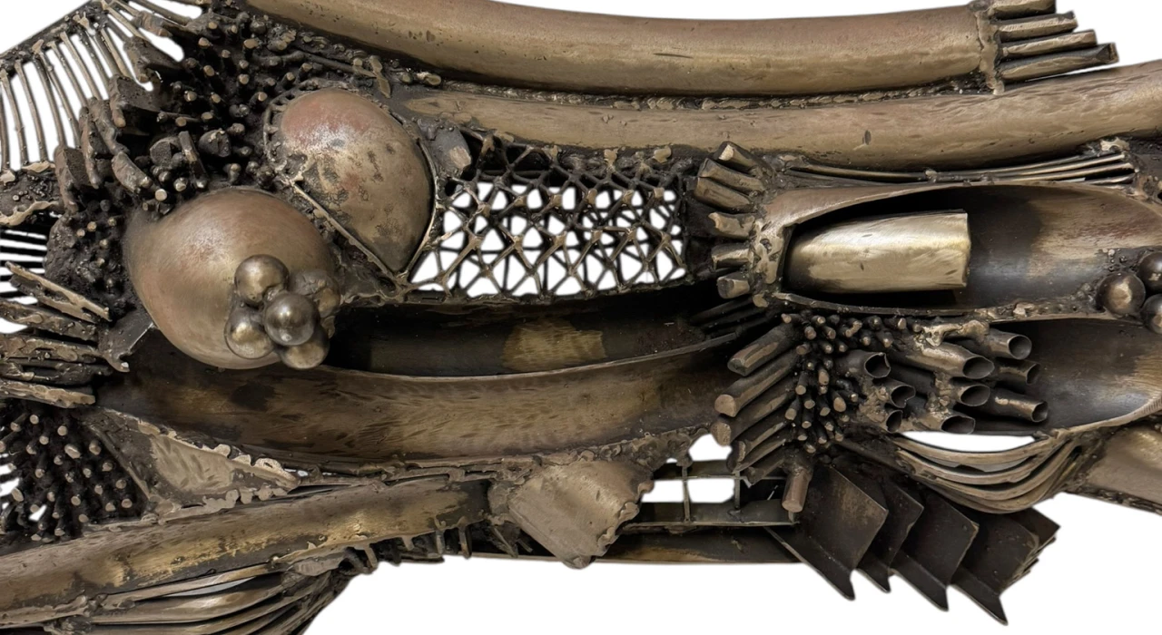 Brutalist Patinated Metal Abstract Sculpture by Frans de Boer Lichtveld, 1964